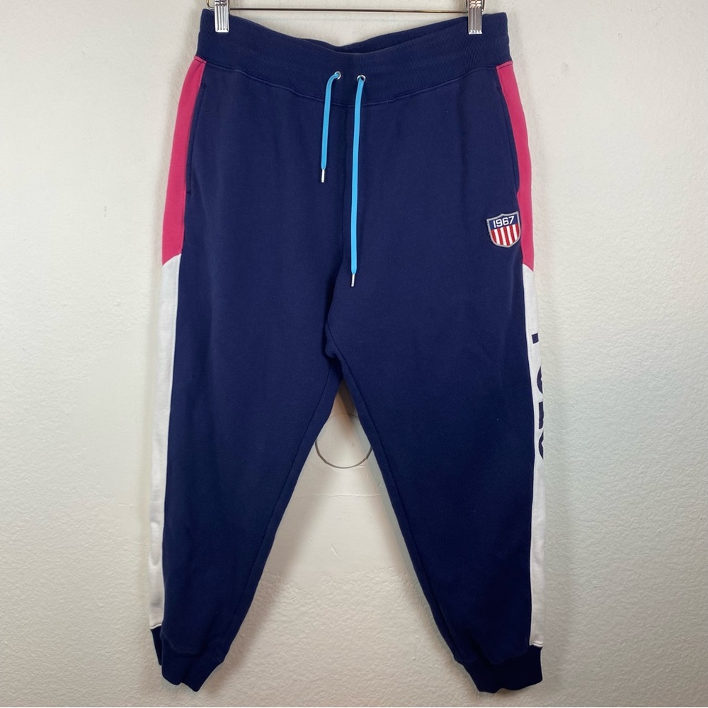 Polo Ralph‎ Lauren Womens Large 1967 Colorblock Jogger Sweatpants Multicolor